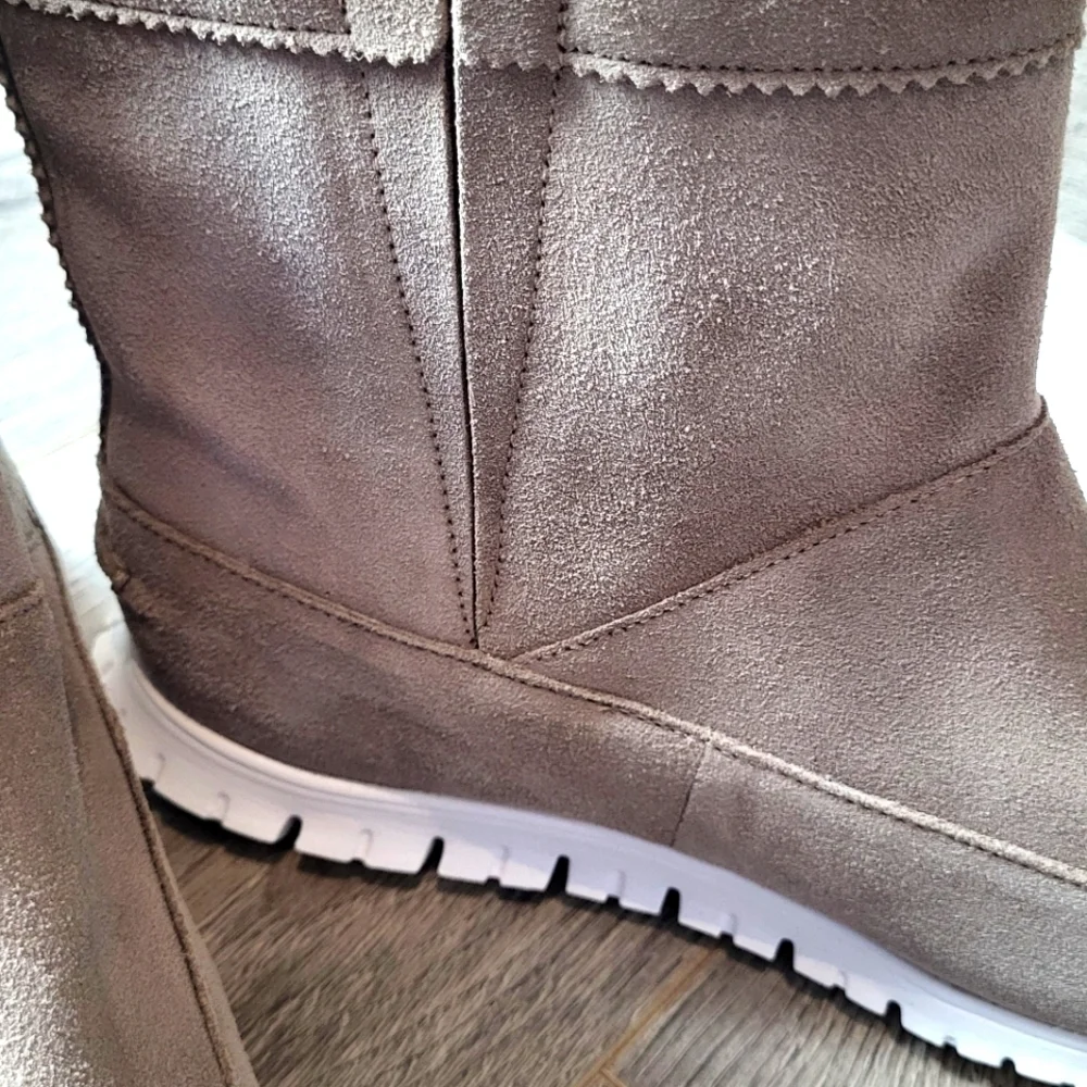Cole Haan Beige Suede ZERØGRAND Pull-on Waterproof Boots
